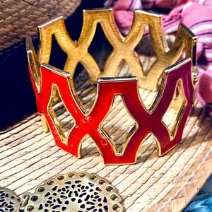 Trelice Orange Cuff Spring Bracelet, New In a Box